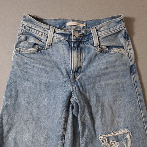 Levis 94 Baggy Wide-Leg Jeans Womens 25 27x29 Blue Denim Cotton Distressed - Picture 2 of 15